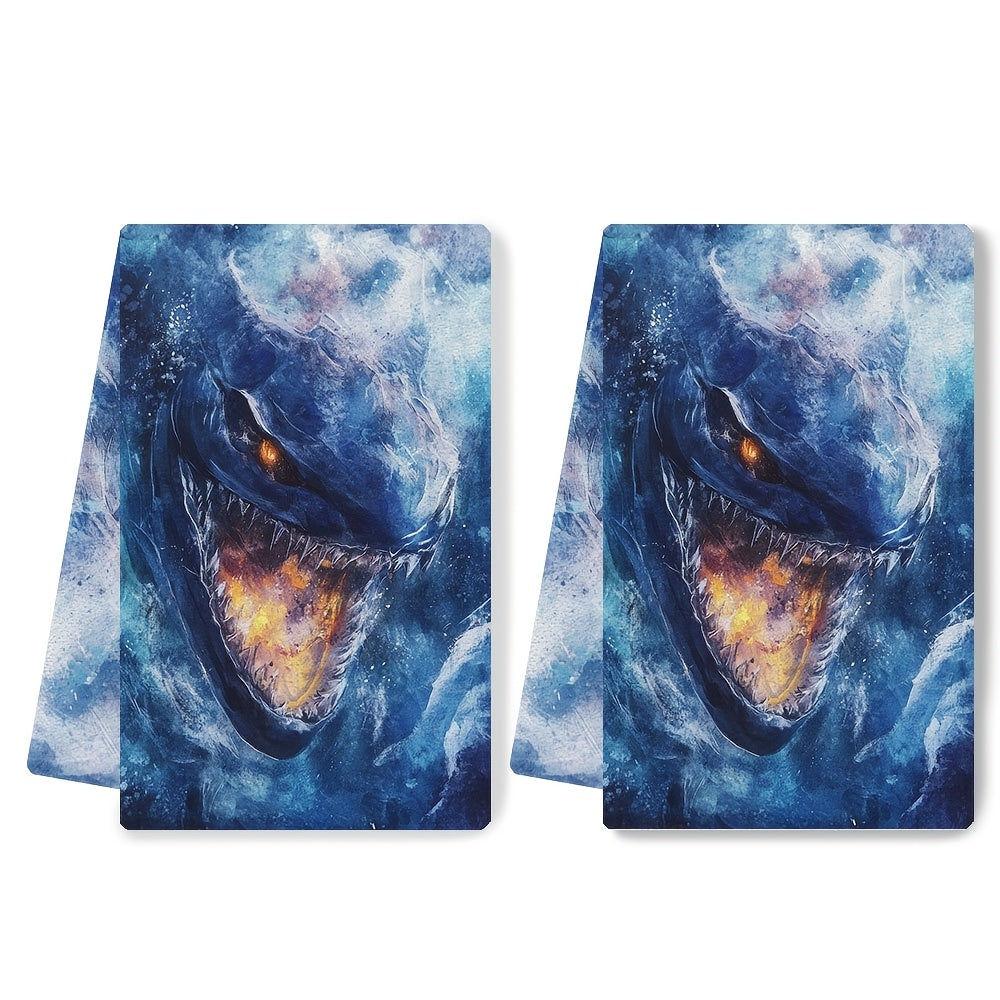 Set of 2 Ultra Soft Kitchen Towels featuring Subnautica Leviathan Design, Highly Absorbent & Machine Washable Dish Hand Towels, Size 40.64x60.96 cm - Ideal for Holiday Decor & Daily Use, Kitchen Hand Towels | Unique Artistic Design | Sturdy and