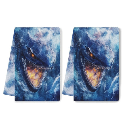 Set of 2 Ultra Soft Kitchen Towels featuring Subnautica Leviathan Design, Highly Absorbent & Machine Washable Dish Hand Towels, Size 40.64x60.96 cm - Ideal for Holiday Decor & Daily Use, Kitchen Hand Towels | Unique Artistic Design | Sturdy and