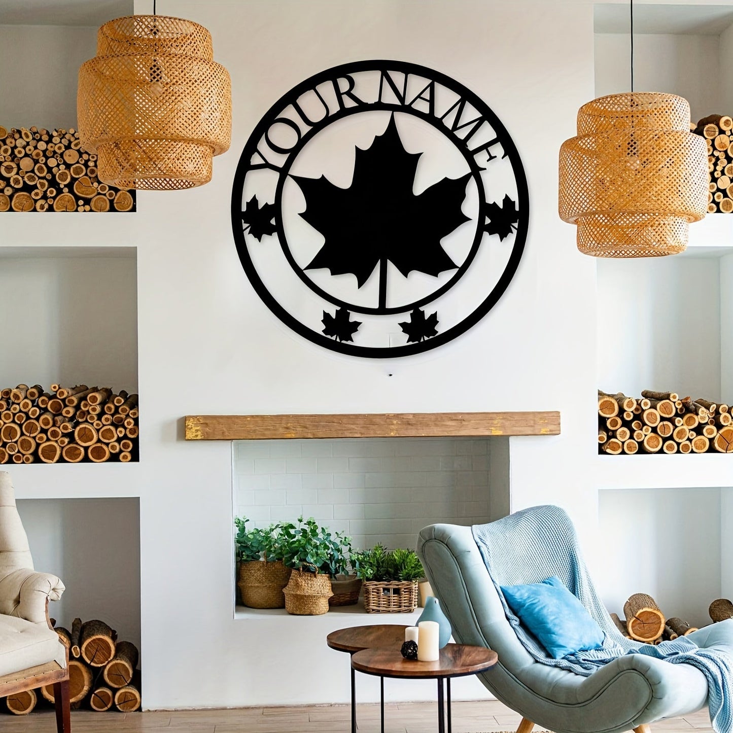 Custom Family Name Sign featuring a Maple Leaf Metal Wall Art - Unique Canada Leaf Decor for a Personalized touch to your Canadian Maple Leaf Wall Decor