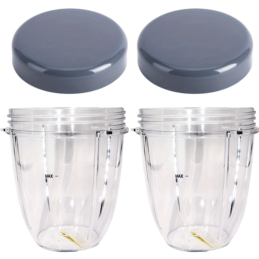 [Top Pick] Set of 2 18oz Replacement Cups with Lids for Nutribullet 600W 900W Blender, BPA-Free Plastic Juicer Containers