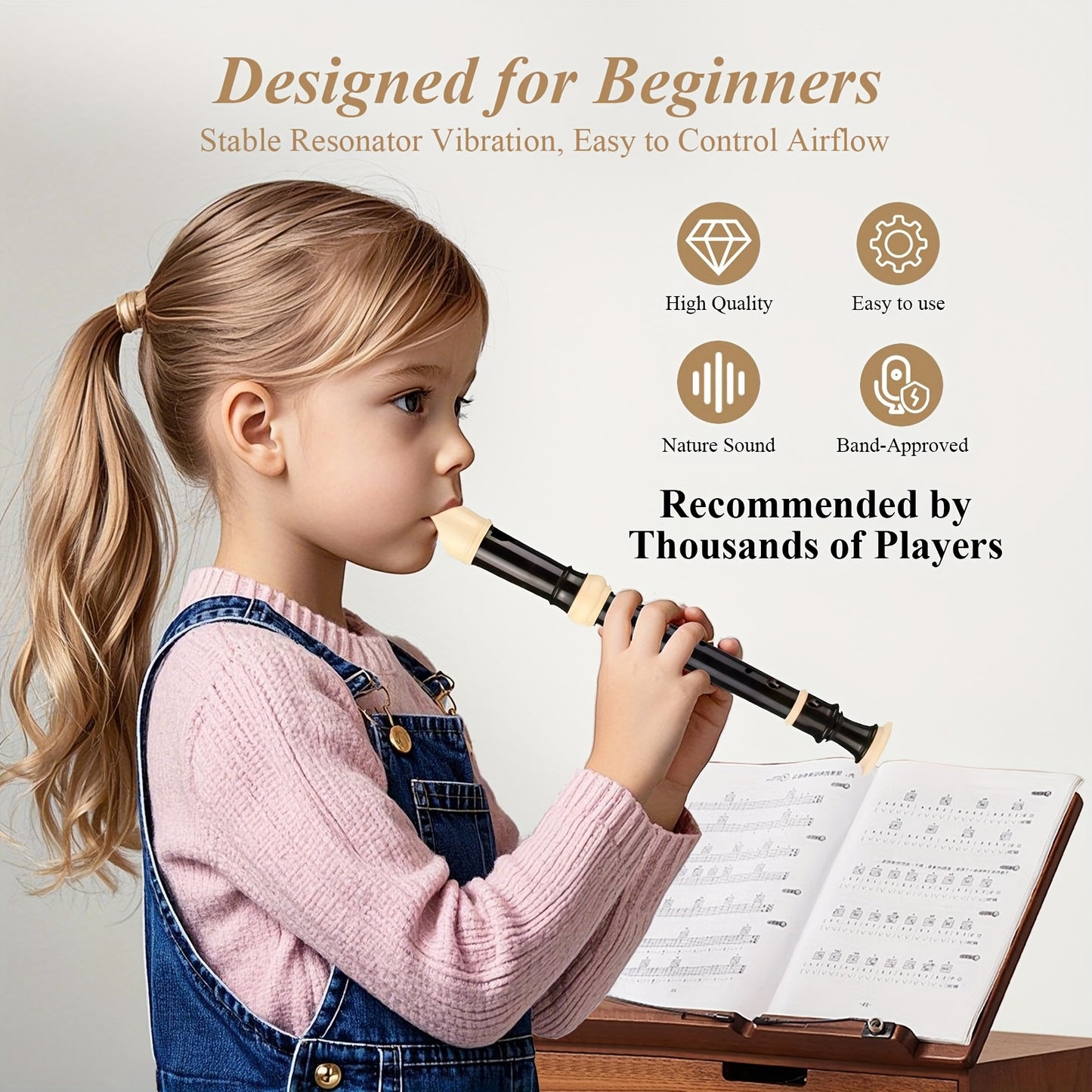 Adjustable 8-hole Treble Flute, Alto Flute Recorder, Beginner Clarinet Woodwind Instrument with Cleaning Kit and Accessories