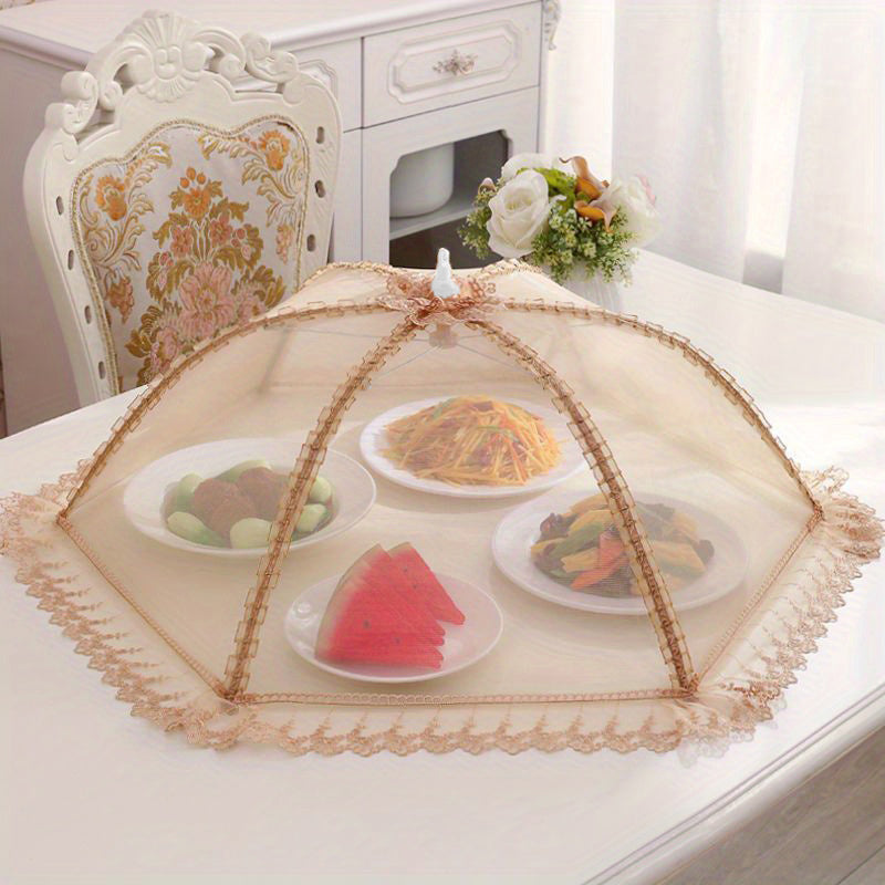 1pc Umbrella Shaped Foldable Food Cover, 70.0*70.0*30.0cm, Dust-proof, Anti-fouling, Anti Flies and Mosquitoes