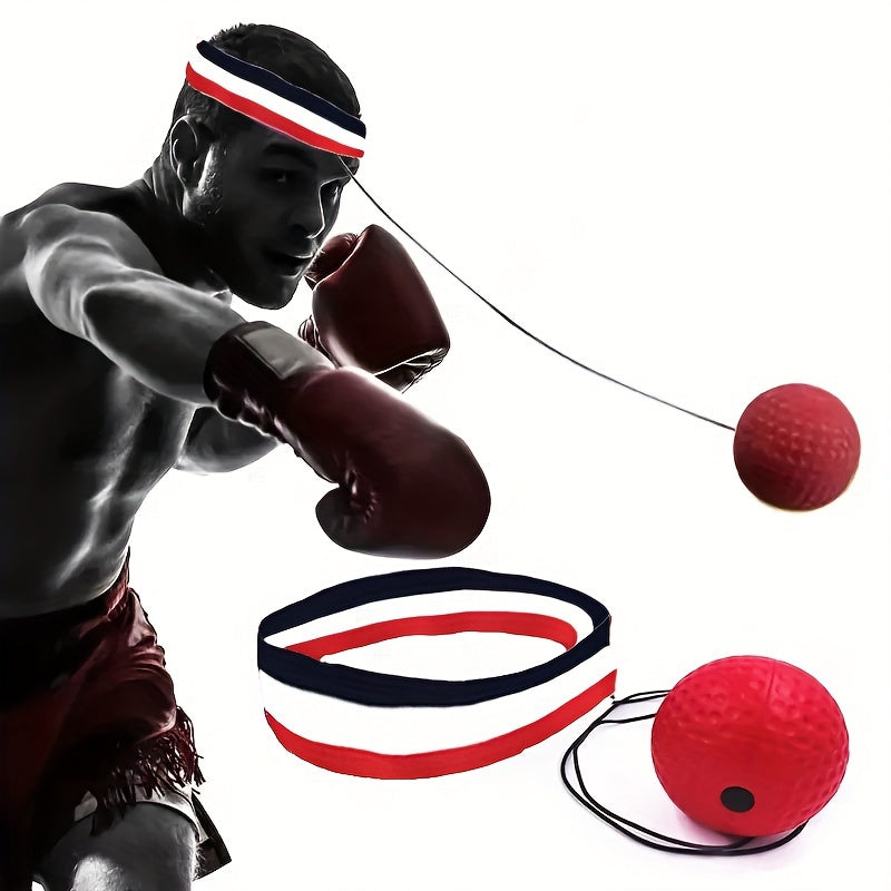 Head-mounted boxing reaction ball for speed and agility training at home, ideal for relaxation and improving boxing skills.