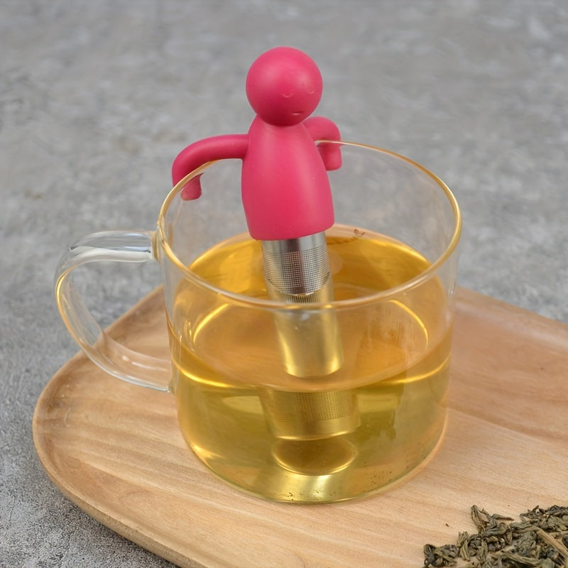 A collection of six vibrant humanoid silicone tea infusers designed for use with stainless steel 304. These durable and user-friendly tea strainers feature a soft and flexible material, making them ideal for loose leaf tea lovers. Perfect for adding a