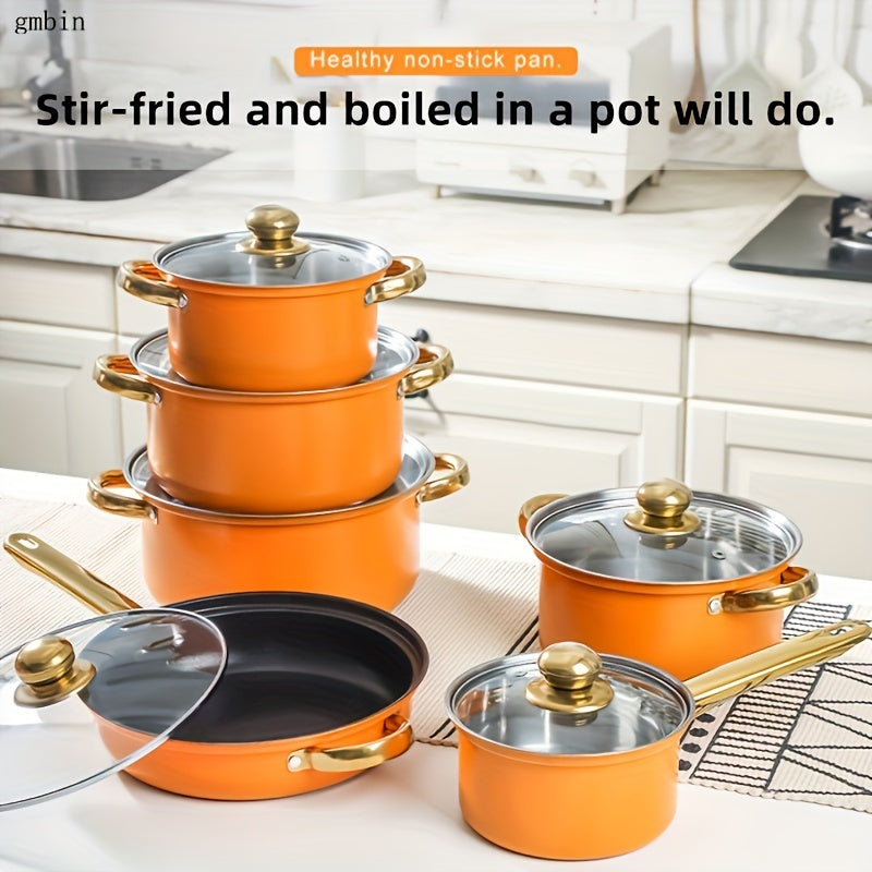 Get the GMBIN 6-piece Stainless Steel Cookware Set today! This set features non-stick surfaces, dishwasher-safe construction, glass lids, and insulated handles. It's the ideal Christmas gift for any cooking enthusiast.