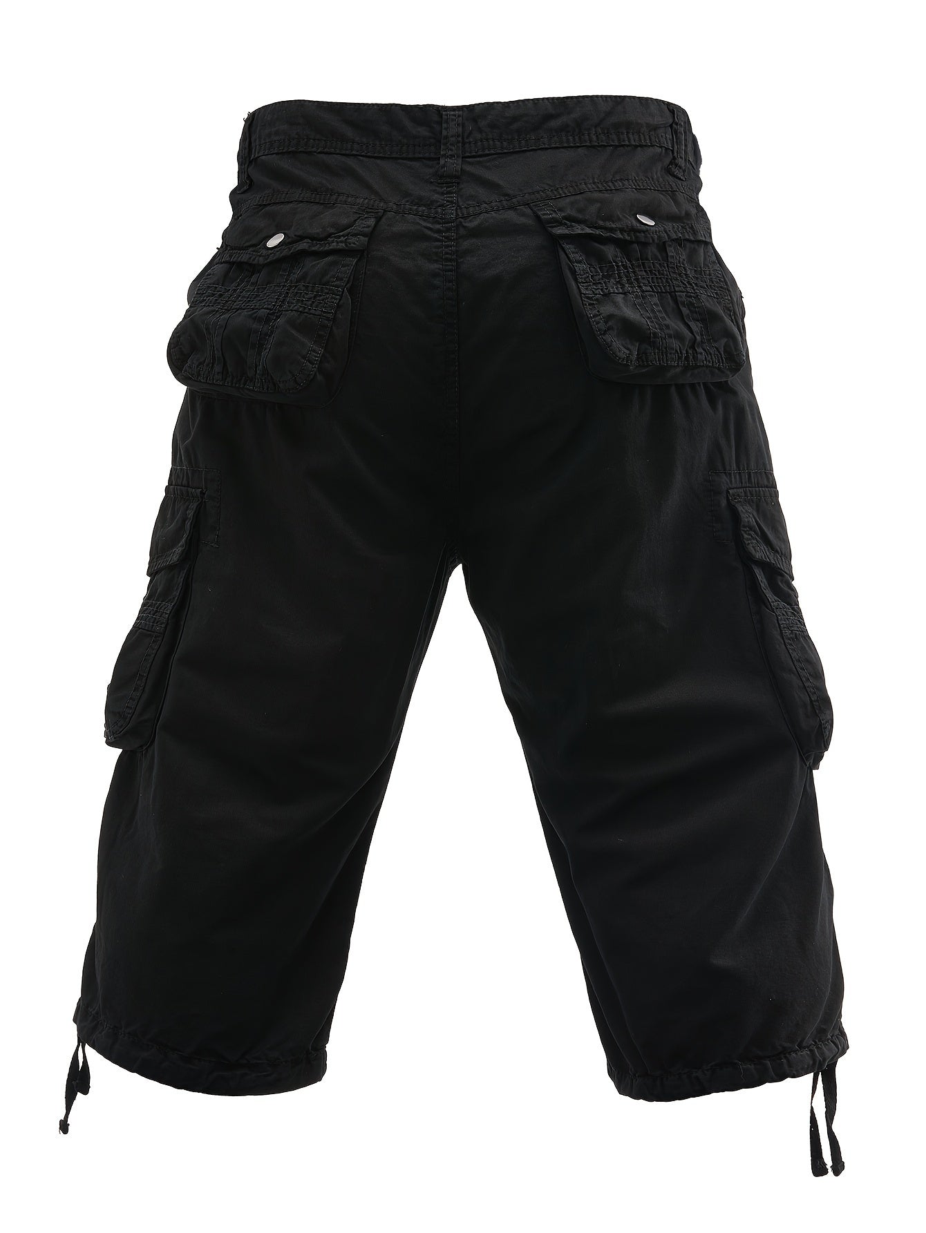 Men's Cotton Cargo Shorts with Elastic Below Knee - Multi-Pocket Outdoor Shorts