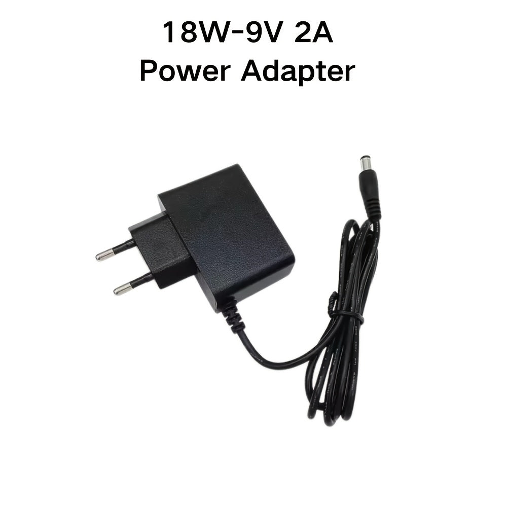 12V power adapter with various amp options, also compatible with 5V and 9V devices. Suitable for LED light strips, security cameras, routers, and speakers.