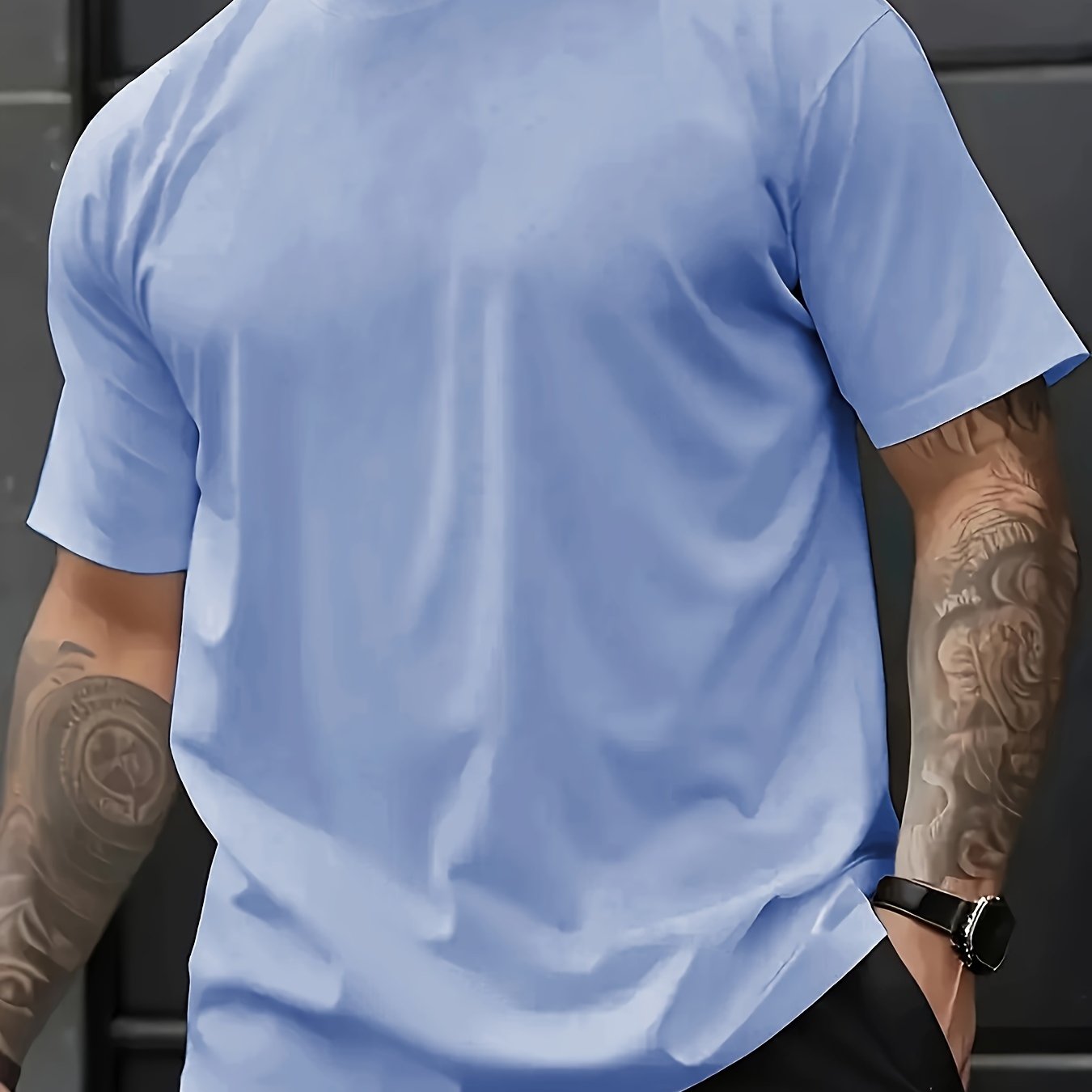 Men's casual t-shirt, large size, made of soft and breathable polyester; machine washable.