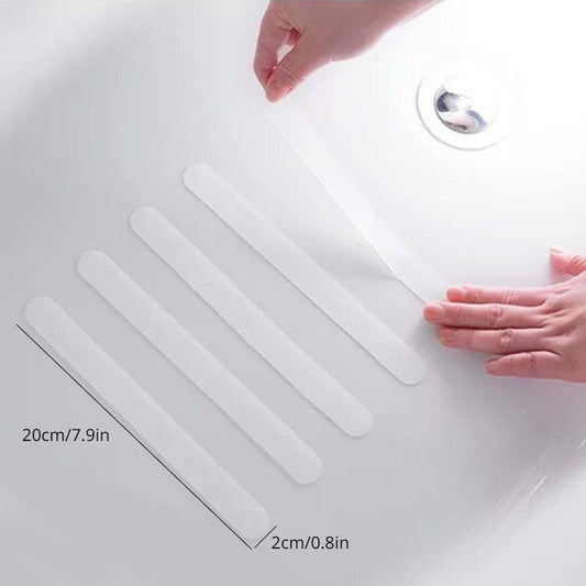 Set of 5 Clear PC Anti-Slip Strips for Bathtubs, Showers, Stairs, and Floors - Transparent Non-Slip Safety Decals for Indoor Use, Shower Stickers, and Bath Safety Strips