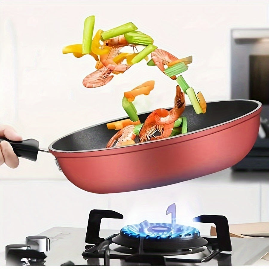 Highly Recommended 24cm Non-stick Pan for Stir-frying and Frying, Oil-free Cooking, Flat Bottom Pancake Pan, Works on Induction Cookers and Gas Stoves