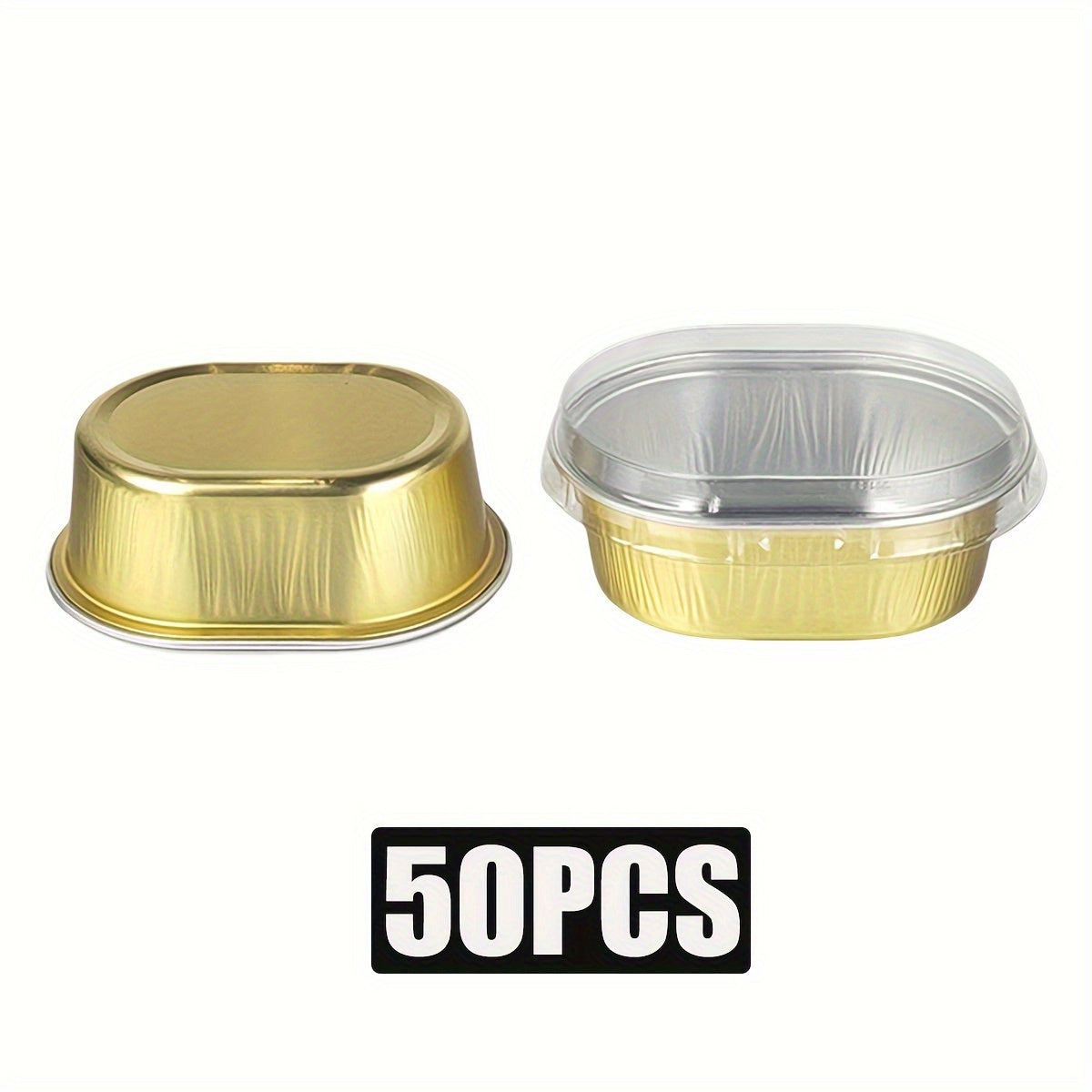 Durable Gold and Black Aluminum Foil Cake Pans with Transparent Covers - Ideal for Mini Cheesecakes, Cupcakes, and Sweets - Great for Holiday Celebrations - Lead-Free and Reusable