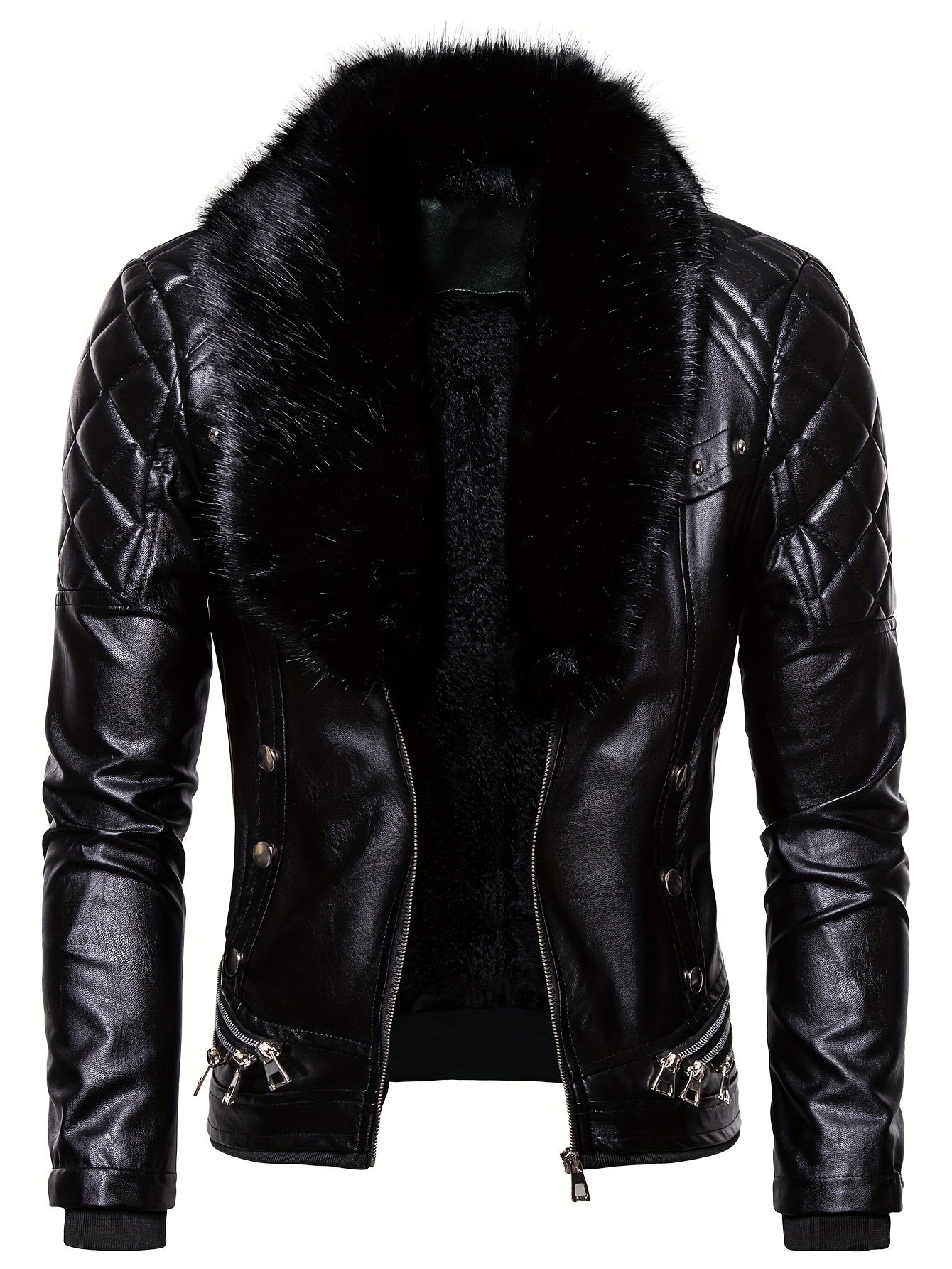 Middle Eastern style Men's jacket with detachable fur collar.