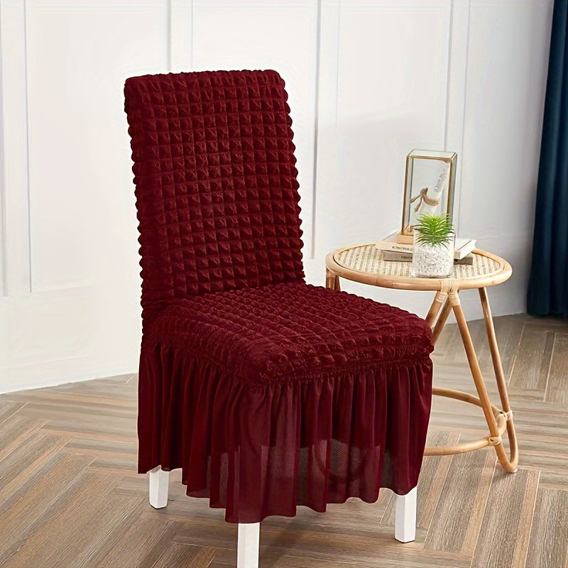 Set of 6 universal stretch dining chair covers, easy to install and suitable for various settings.