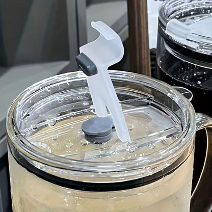 One large 1L heavy-duty glass water cup with lid and straw for iced coffee and other beverages, perfect for any season.