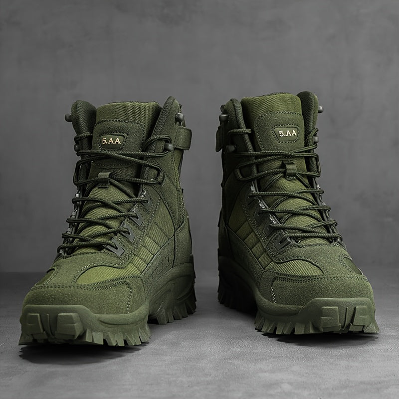 Outdoor lace-up hiking boots for men with rugged style.