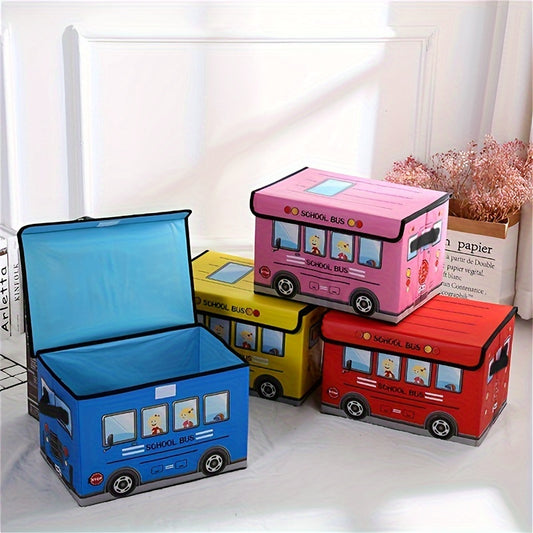 1pc Cartoon Car Storage Box that can be folded and used for office, dormitory, and home storage. It is waterproof and moisture-proof, suitable for storing students' tools, snacks, and