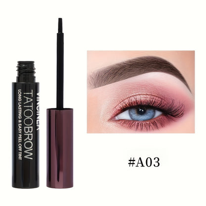 Long-lasting black/brown waterproof eyebrow gel with semi-permanent dye.