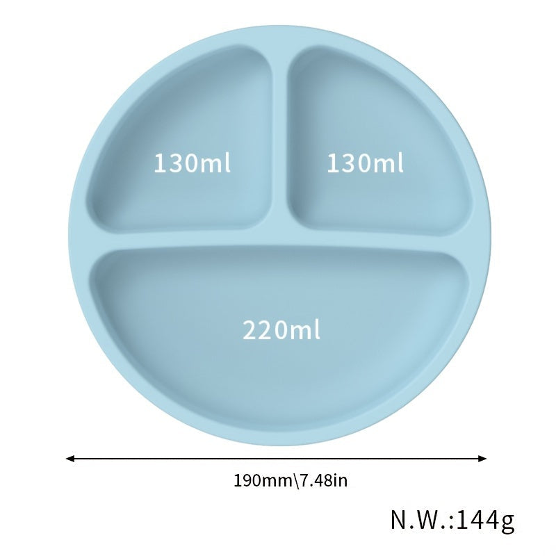 Suction Cup Silicone Dinner Plate for Kids - Non-Slip, Divided Feeding Bowl for Children