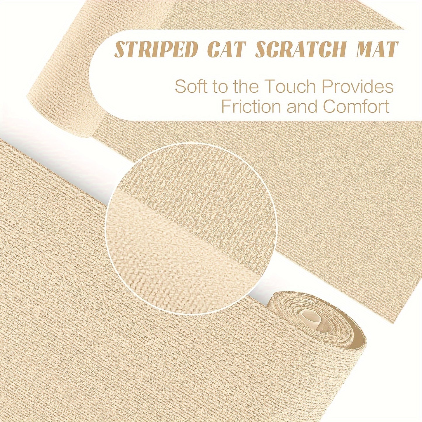 Durable polyester cat scratch mat with easy application, ideal for protecting cat trees and furniture.