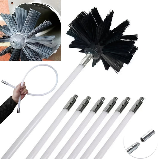 Multi-functional Cleaning Brush Set for Chimneys and Dryer Vents - Durable and Reusable Tool for Effective Maintenance of Air Ducts and Pipes