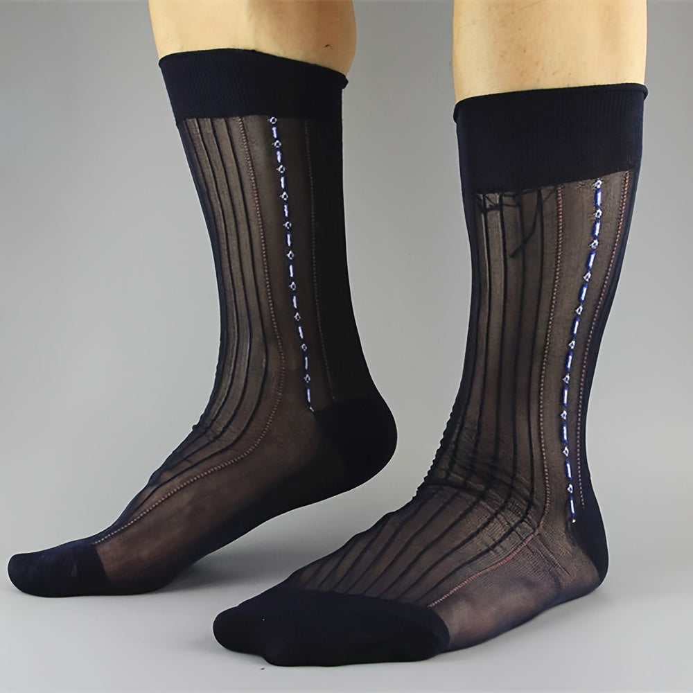 5 Men's Ultra-Thin Sheer Dress Socks - Breathable and Comfortable for Casual & Business Wear