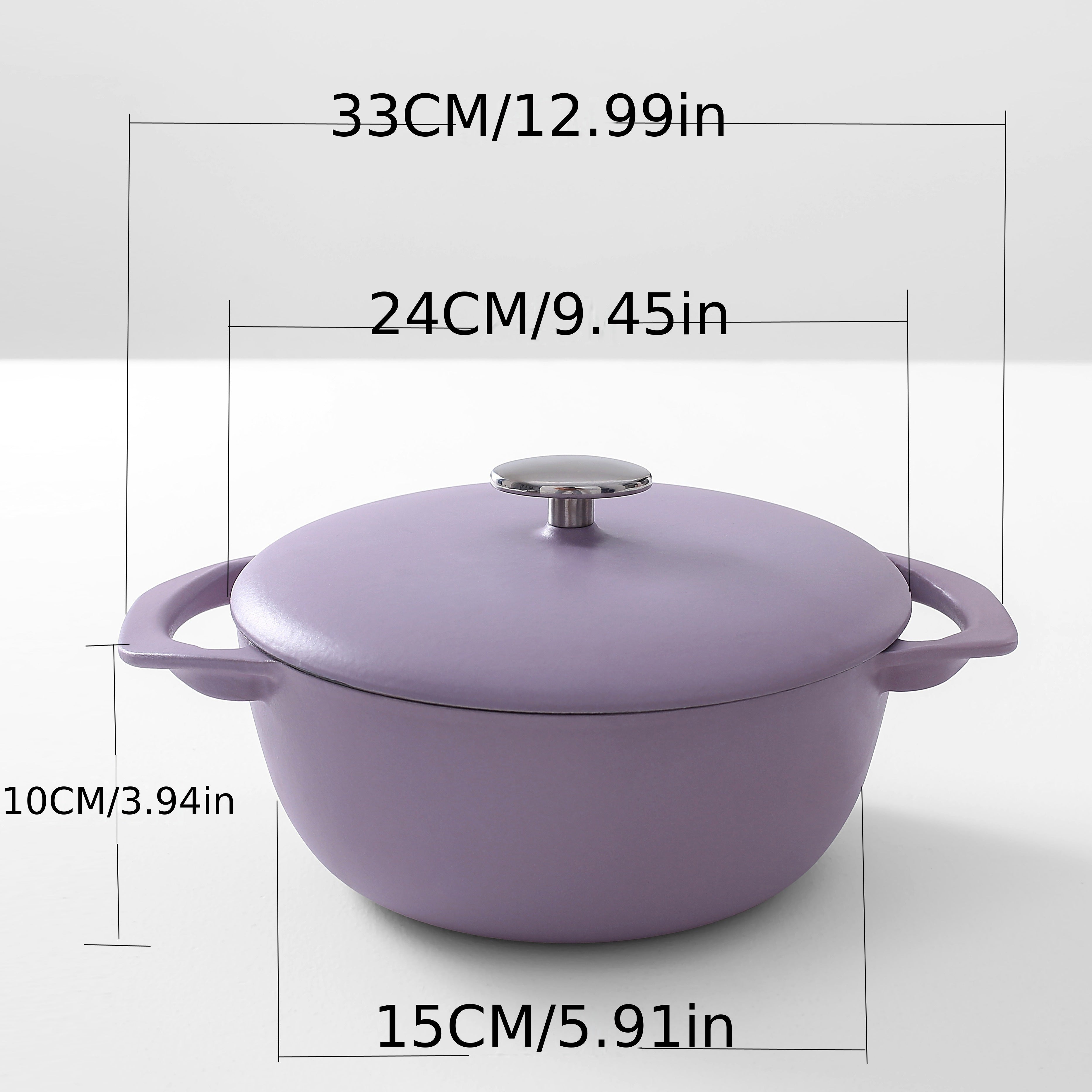 Enameled Cast Iron Covered Dutch Oven with Dual Handle, Non-Stick Round Enamel Coating - Asosiy Oshxona Qozonlari, Oila A'zolari Uchun Mukammal Sovg'a