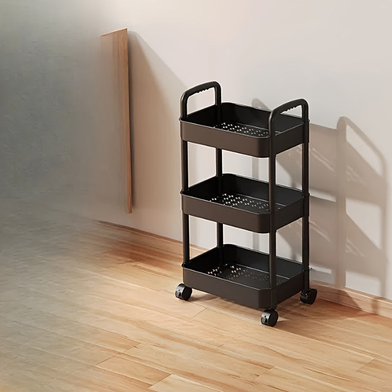 Rolling Storage Cart on Wheels - Organize Your Kitchen, Bedroom, or Home Office with this Multi-Tier Cart - Made of Sturdy Plastic, No Need for Assembly, Convenient Bedroom Storage Solution, Easy to Disassemble