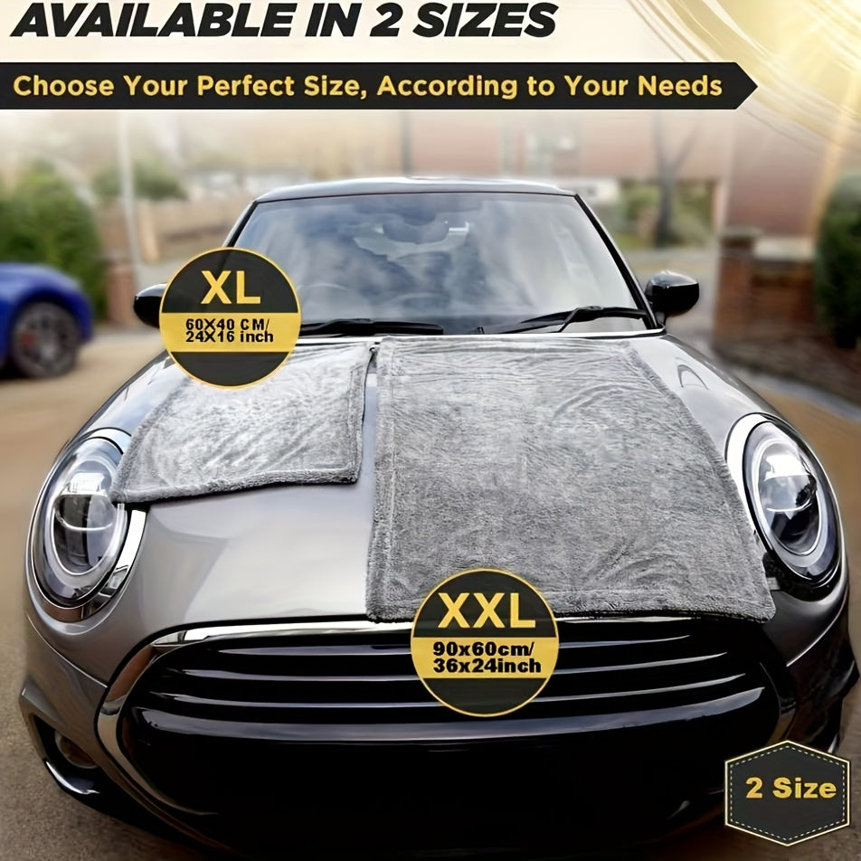 Large microfiber car drying towel with high absorbency and twisted loop design for streak-free detailing. Also works as an advanced car wash towel wiping cloth.