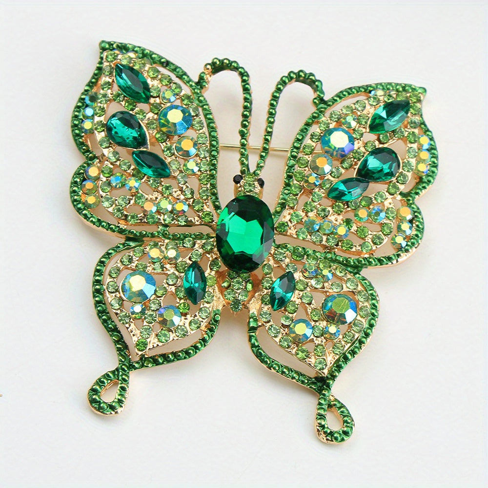 Zarif Luks Kelebek Brosh Pin - Emal va Rhinestone Insect-Shaped Yangilik Aksessuar ayollar uchun, Haqiqiy Imitatsiya Rhinestone'lar, O'ziga xos Noan'anaviy Shakl, Ofis Badjlari va Kostyum Pinlari uchun Ideal.