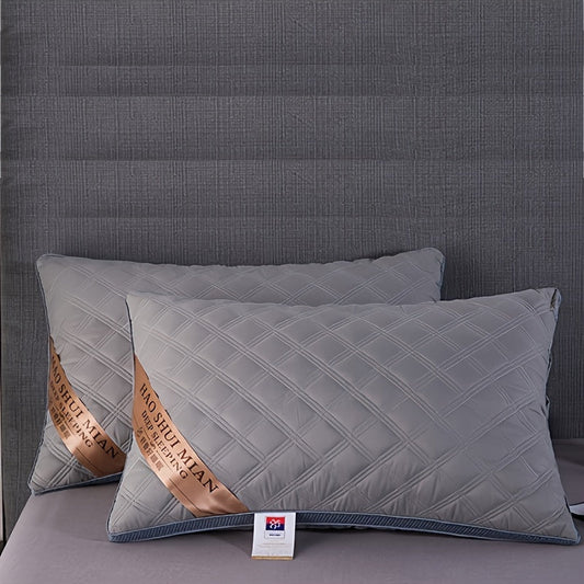 Premium Soft Pillow Set for Bedroom Bedding - Includes 1 or 2 Pillows. Enjoy a Comfortable Sleeping Experience with Frosted Quilted Design and Hotel Single High Pillow. Provides Neck Protection and Slow Rebound for a Restful Sleep.