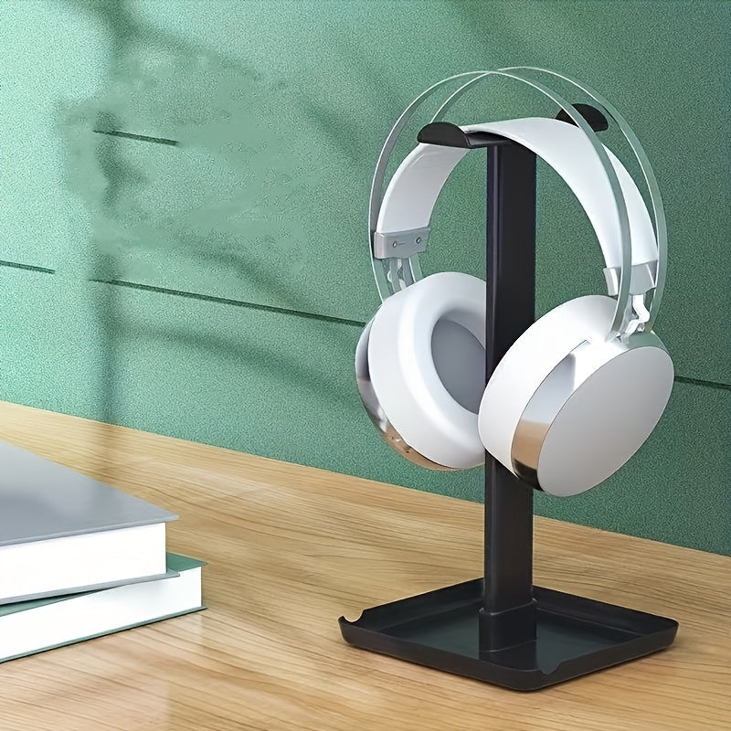 Headset shelf with multi-functional design for mobile phones and tablets, suitable for desktops and dormitories, with detachable display stand.