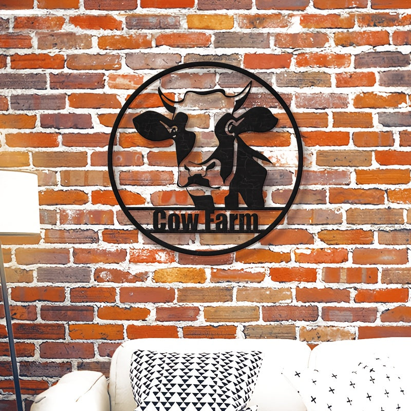 Metal Cow Wall Art with Customizable Name Plate - Personalize Your Farmhouse Decor, Convenient Easy-Hang Design with No-Residue Adhesive Included, Perfect for Cow Enthusiasts