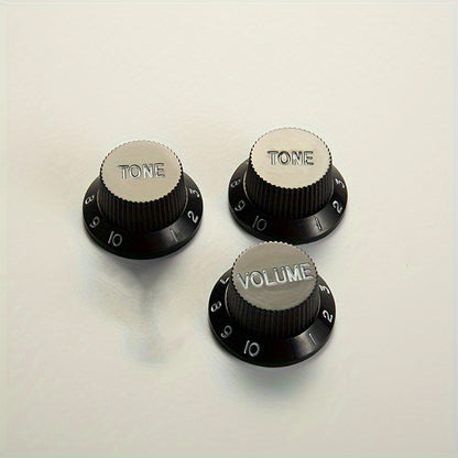 Electric guitar knob cap for volume, tone, and speed control. Available in black, white, or cream yellow.