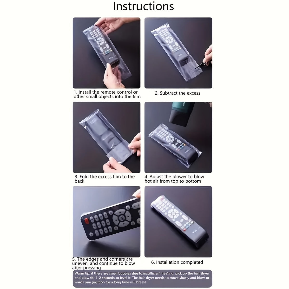 30/60pcs PVC Transparent Shrink Film for Remote Controls, Collectibles, Jewelry, etc. Dustproof and Waterproof.
