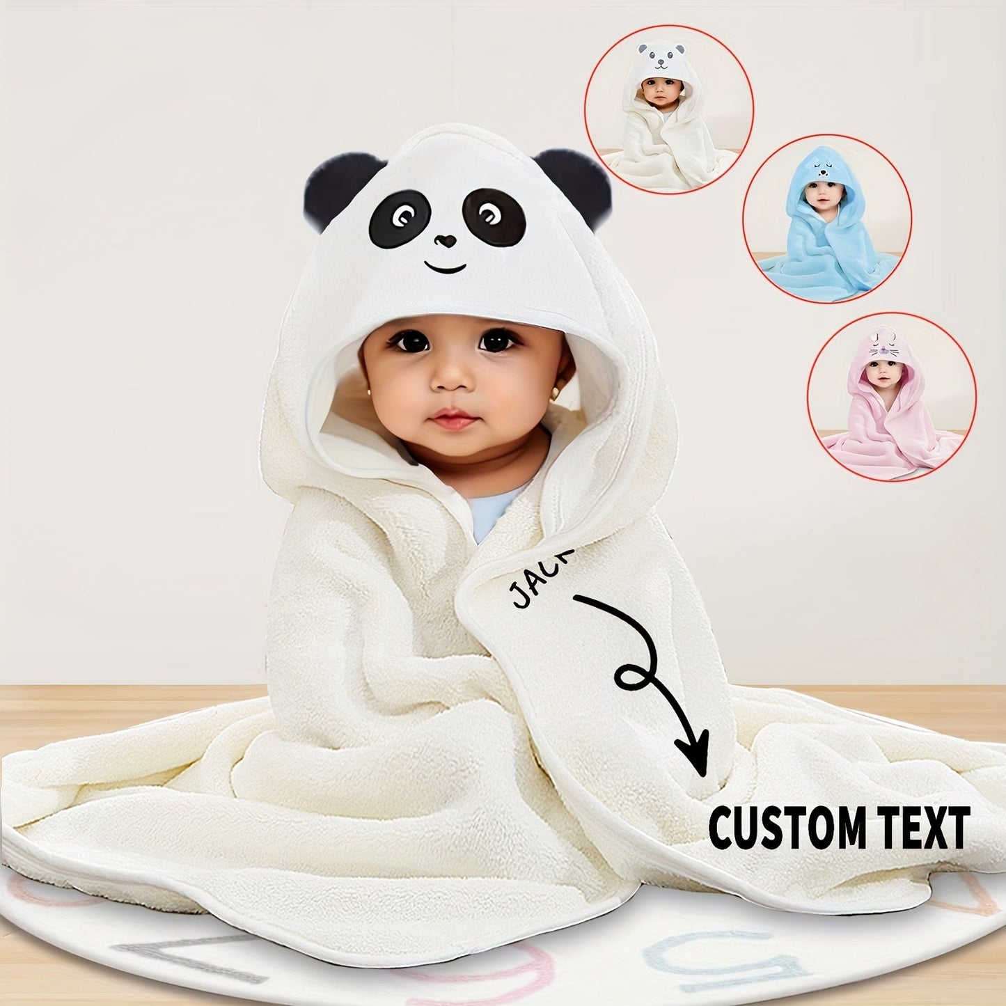 Soft and luxurious custom embroidered bath towel for youngsters made from ultra-fine polyester. Personalized with your child's name, making it a perfect gift. Comes in khaki, light brown, gray, white, and green. Ideal for kids and gifting.