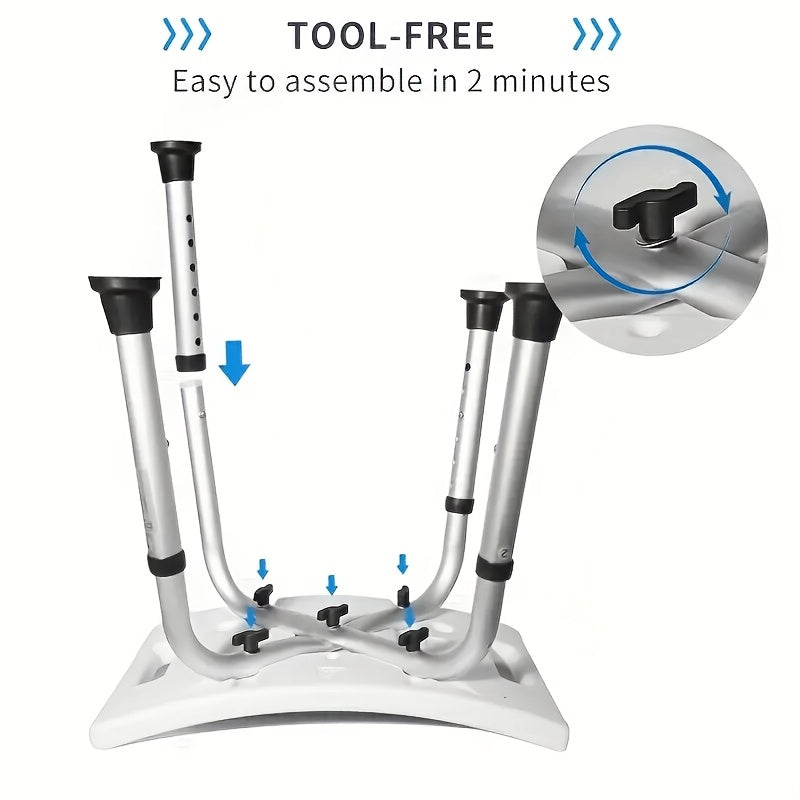 ComfortPlus Adjustable Shower Chair for Elderly and Disabled with Non-Slip Surface, Tool-Free Assembly, Suitable for Shower and Bathtub Use.