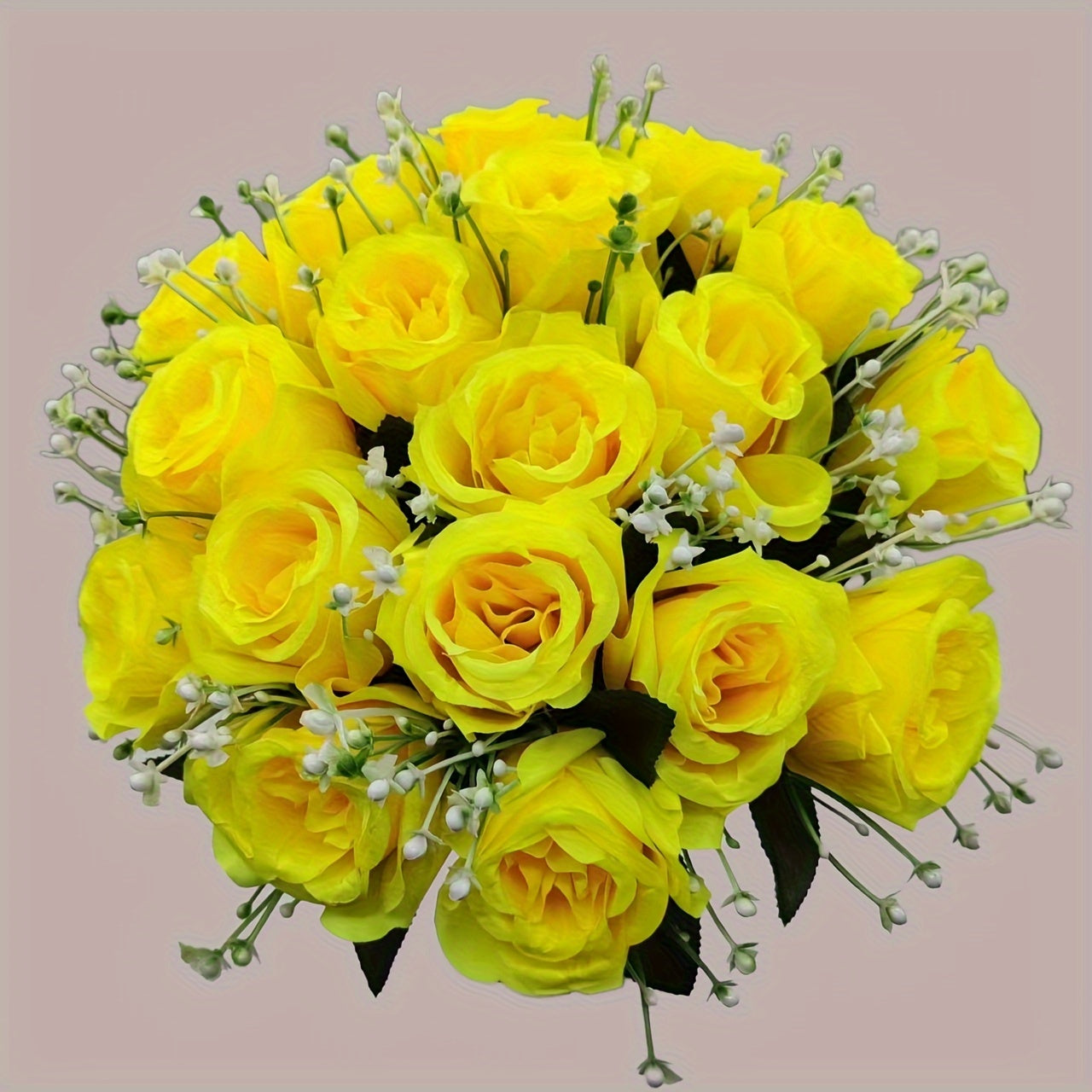 Yellow silk roses bouquet with 18 pieces, perfect for home decor or gifting on special occasions. Great for Valentine's, Christmas, Mother's and Father's Day.