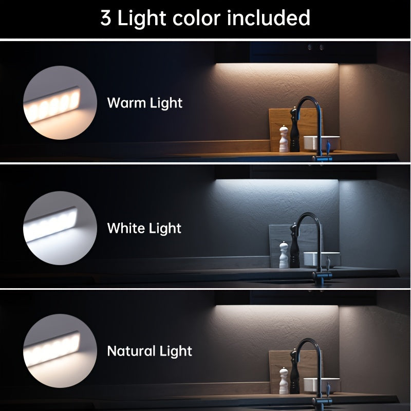 Motion-Activated LED Cabinet Light with USB Rechargeable, Metal Construction and Infrared Sensor for Easy Installation in Any Room.