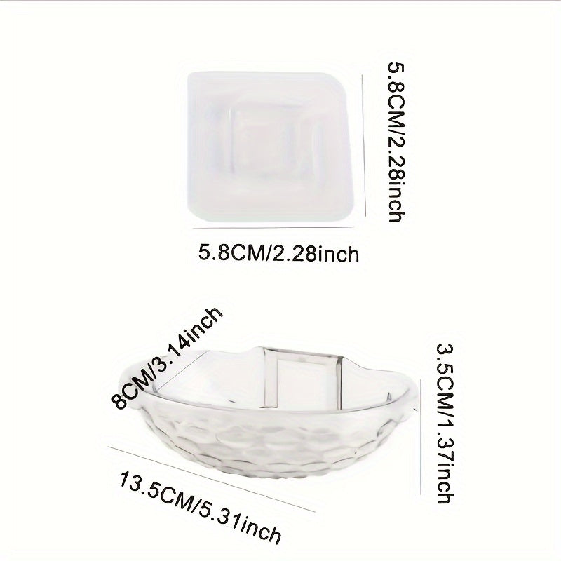 Wall-mounted transparent soap dish, no drilling needed, for storing soap in bathroom (13.46x7.87x3.48cm)