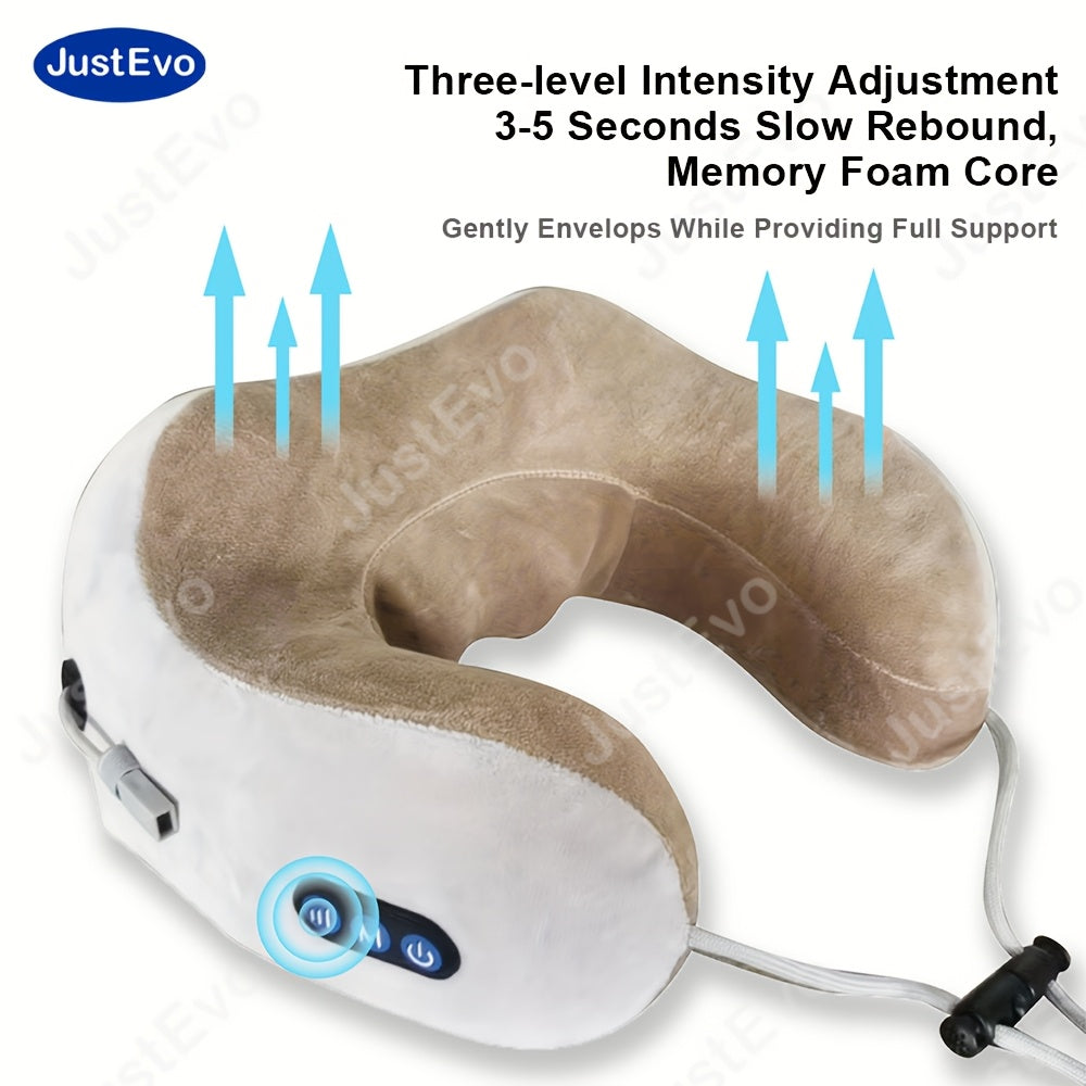 JustEvo Electric Neck U-shaped Pillow: Relaxing neck massager for home, office, and travel; great gift idea.