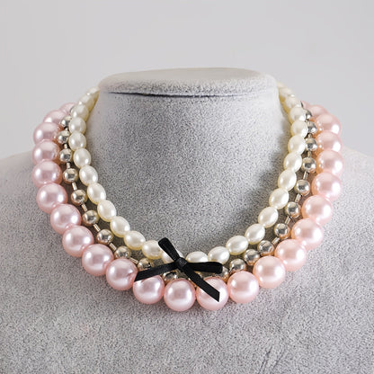 Set of 3 Elegant Faux Pearl and Butterfly Bead Necklaces for Women - Stylish Multi-Layer Design, Timeless Accessory for Dresses and Gowns, Perfect Surprise for Loved Ones, Ideal Necklace Gift