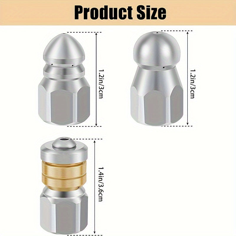 1 to'plam kanalizatsiya jetter to'plami bosim tozalagich drenaj uchun, 5800PSI shlangi 3 dona 5000PSI kanalizatsiya jetter nozzle bilan.