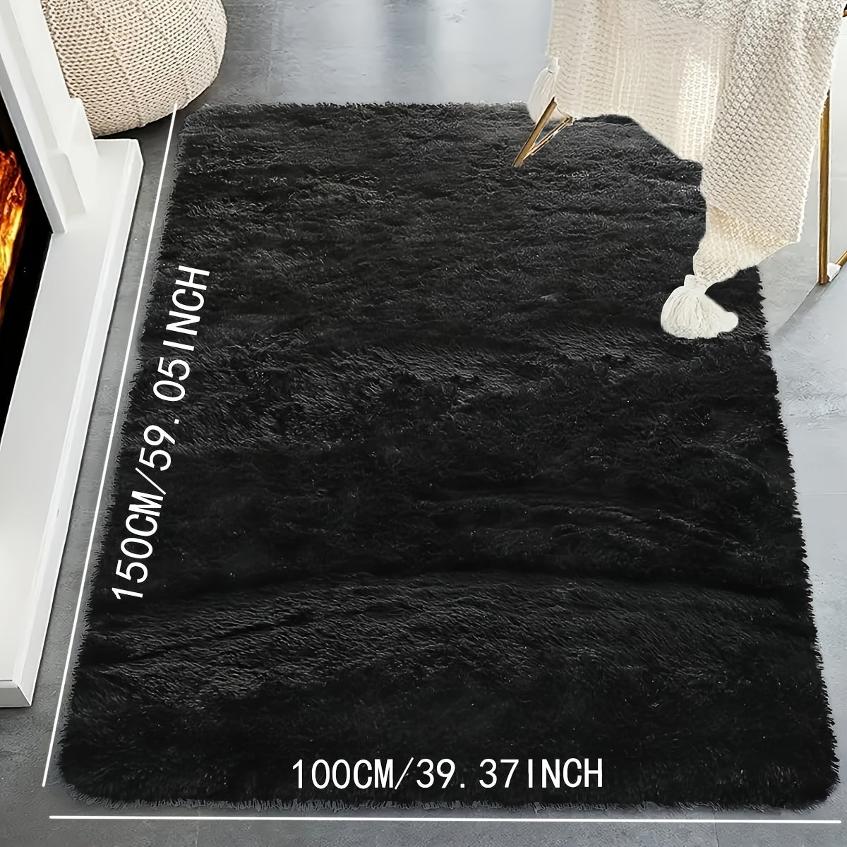 One piece of a shaggy rug, a fluffy floor mat, a simple plush area rug, a round soft area rug mat, a comfortable household carpet, perfect for your living room.