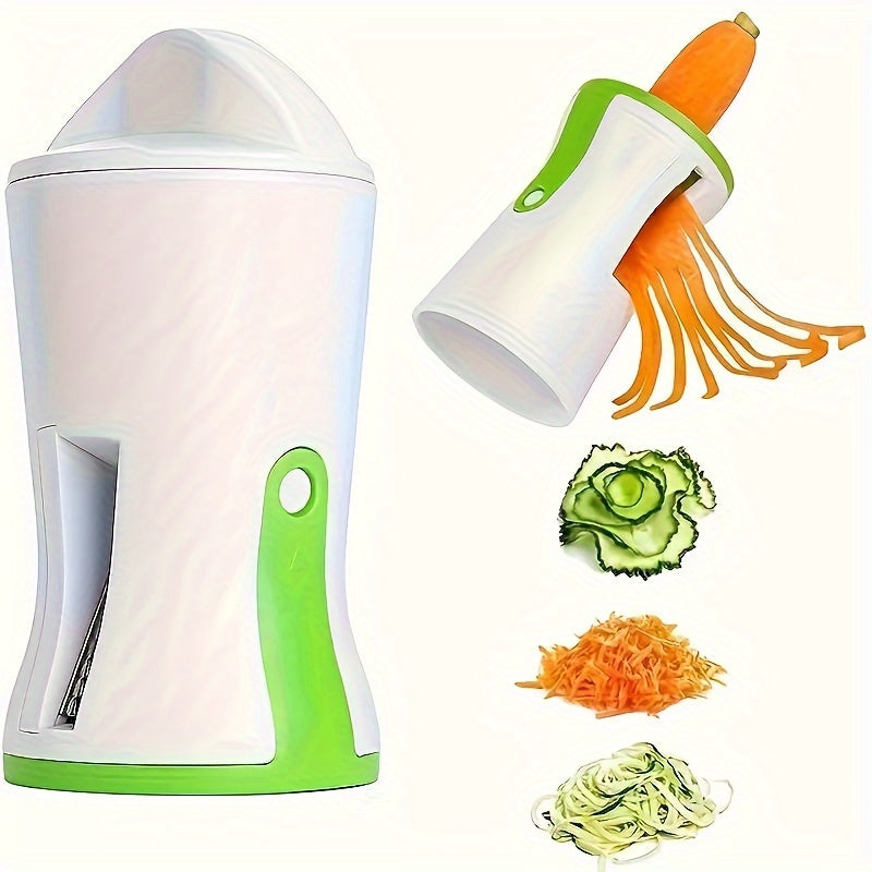 Manual Spiralizer Vegetable Slicer with Handheld Operation - Heavy-Duty Veggie Pasta & Noodle Maker, Kitchen Shredder Tool for Zucchini, Carrots, Cucumbers - Food-Grade Cutter, Multi-Function 1pc