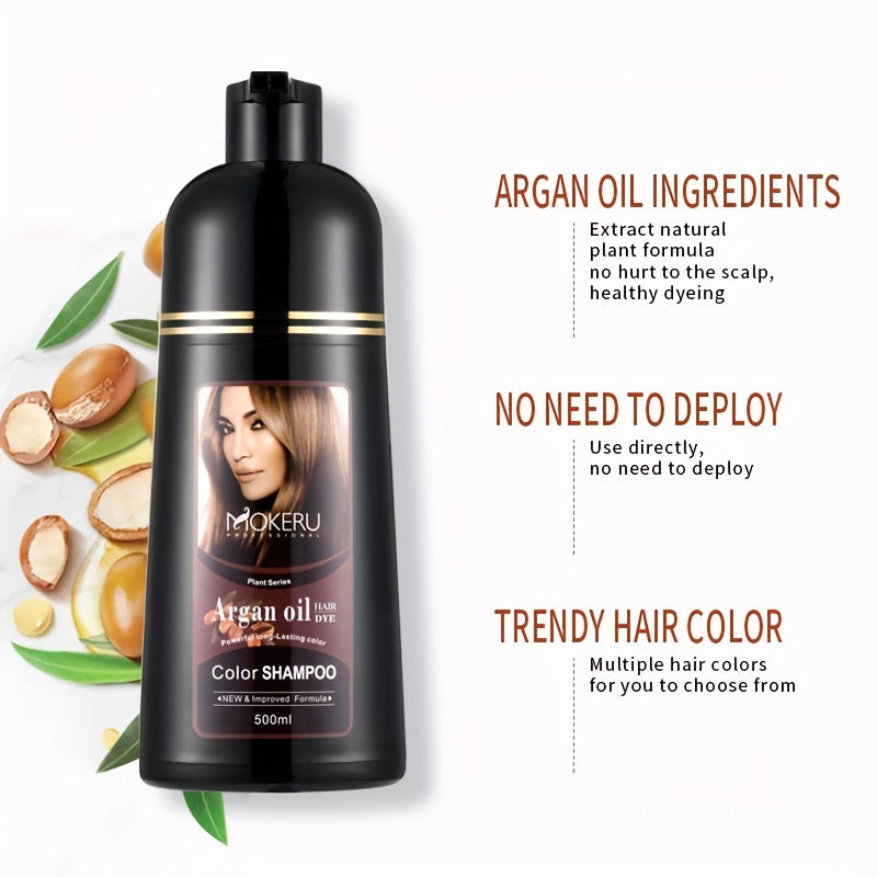 3-in-1 Argan Oil Hair Dye for Easy Gray Coverage at Home-great for Men and Women