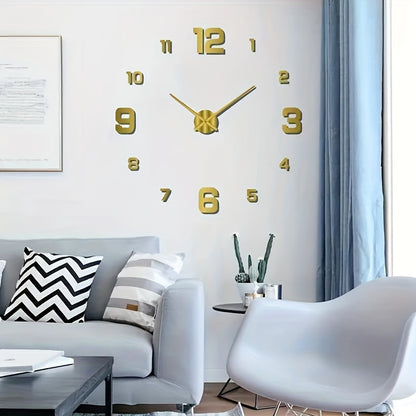 Self-adhesive Nordic-style wall clock sticker for living room and bedroom decor. Battery not included.