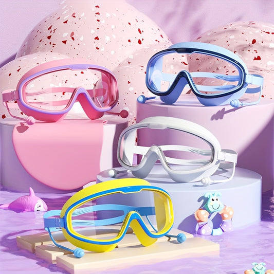 Large frame waterproof swimming glasses with anti-fog goggles, ideal for swimming training.