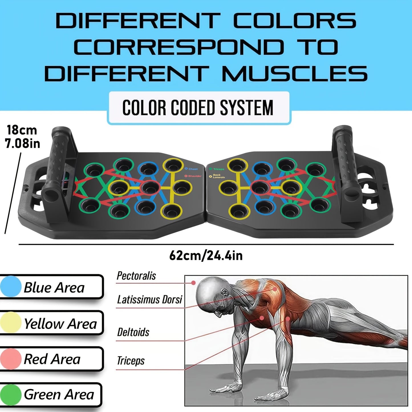 MACYO Ultimate Push-Up Board with 2 Resistance Bands - Multifunctional workout equipment for home and gym, chest muscle trainer, strength training aid.