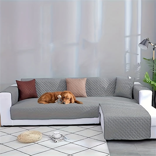 Waterproof, reversible L-shaped sofa slipcover for pets, ideal for home decor.