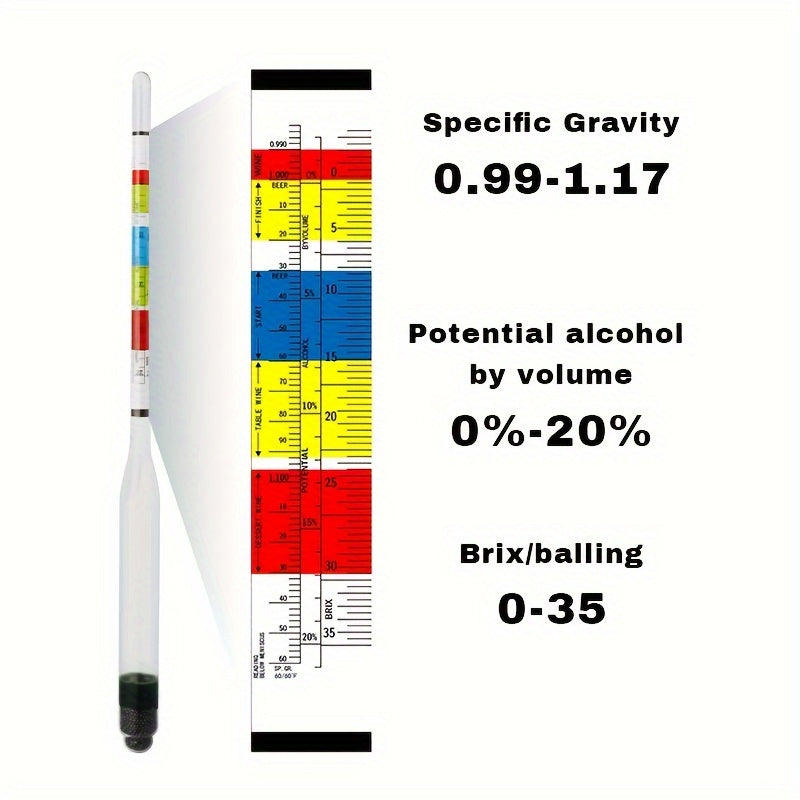 1 Set Triple Hydrometer Kit for Wine, Beer, Mead, and Alcohol Measurement, Including Cleaning Tools and Cylinder